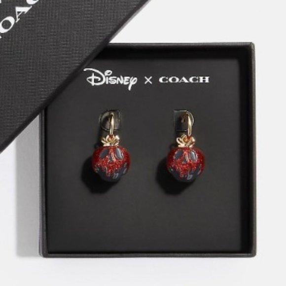 Coach X Disney Ltd Snow White Red Poison Apple Spooky Earrings NIB Evil Queen - Picture 1 of 6